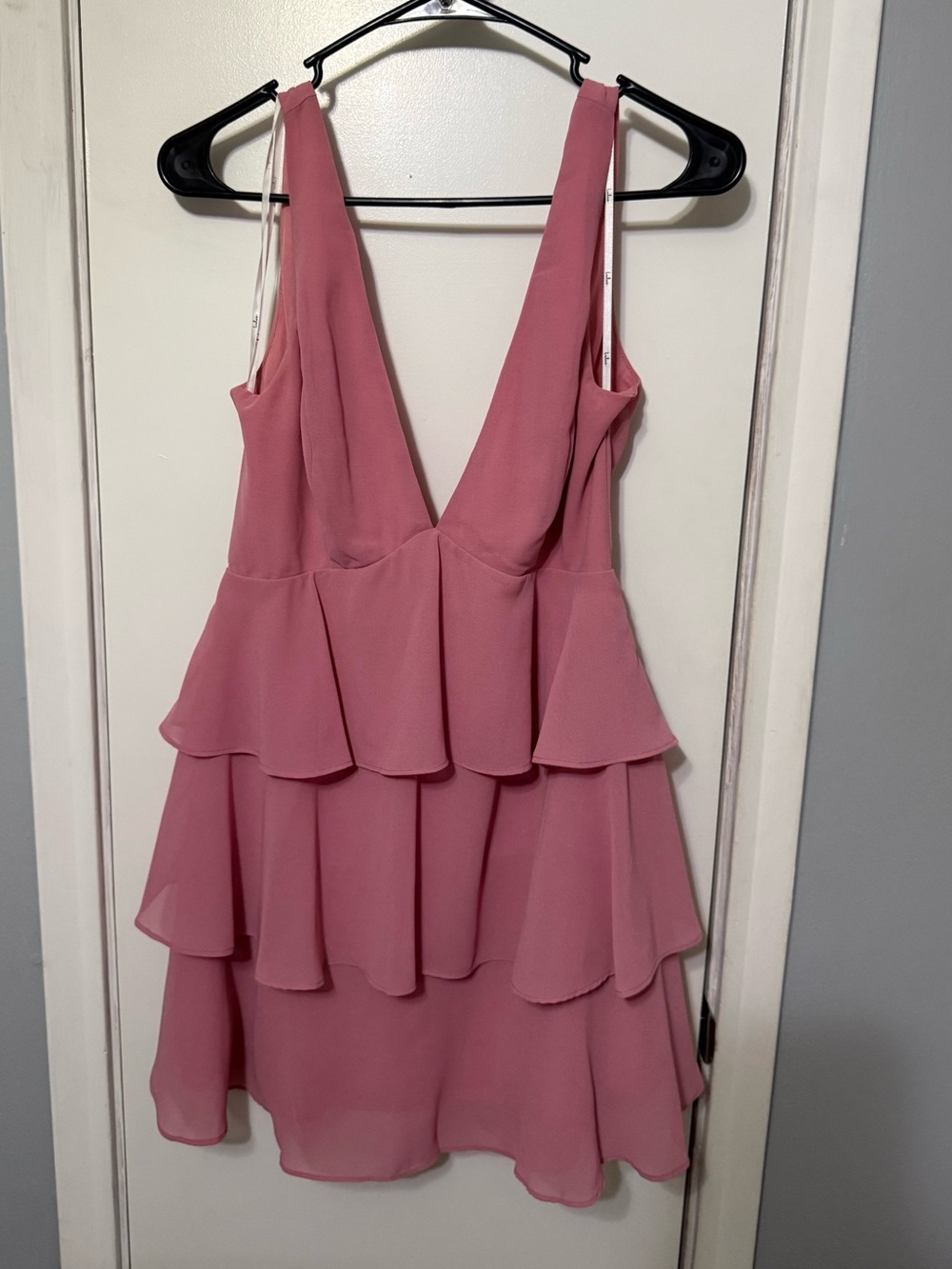 Lulu's Dusty Rose Backless Tiered Ruffle Dress